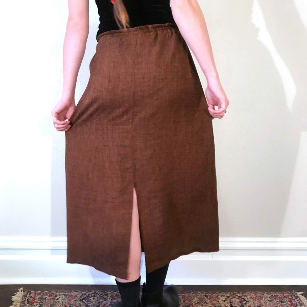Brown Free Size Drawstring Skirt